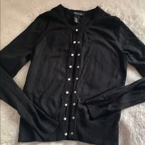 Black cardigan with pearl buttons
